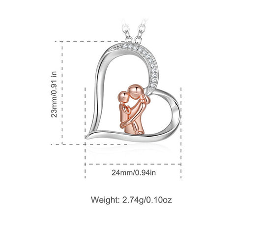 Sterling Silver Heart Necklace, Rose Gold and Rhodium Plated, Necklace for Mum