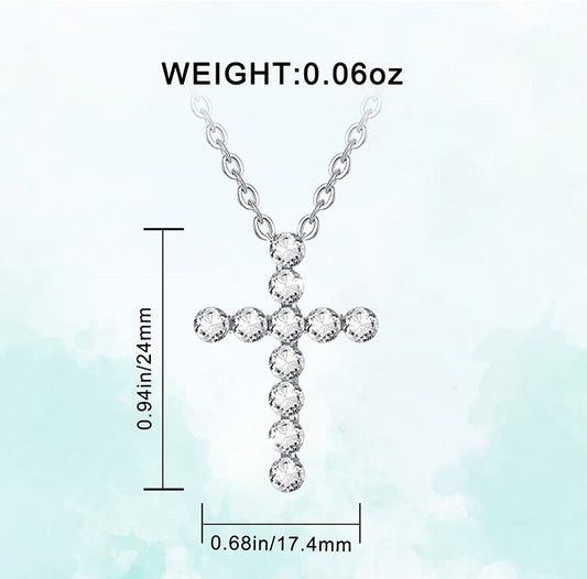 Sterling Silver Cross Necklace with Cubic Zirconia