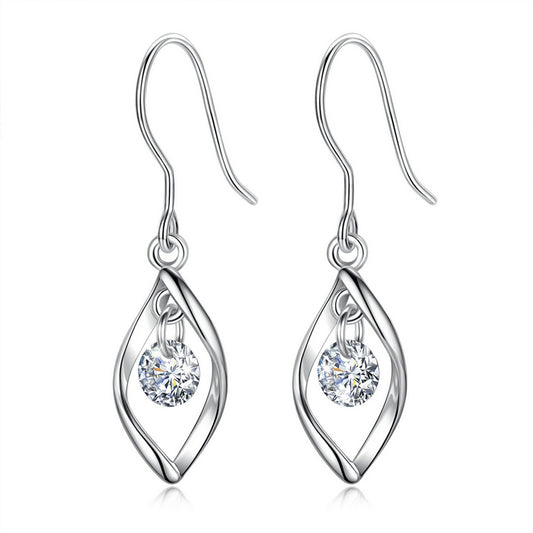 Drop Earring in Rhodium Plated Sterling Silver with Cubic Zirconia
